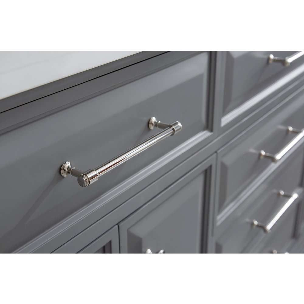 Palace 72 In. Double Sink Carrara Quartz Countertop Bath Vanity in Cashmere Grey