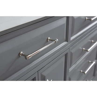 Palace 72 In. Double Sink Carrara Quartz Countertop Bath Vanity in Cashmere Grey