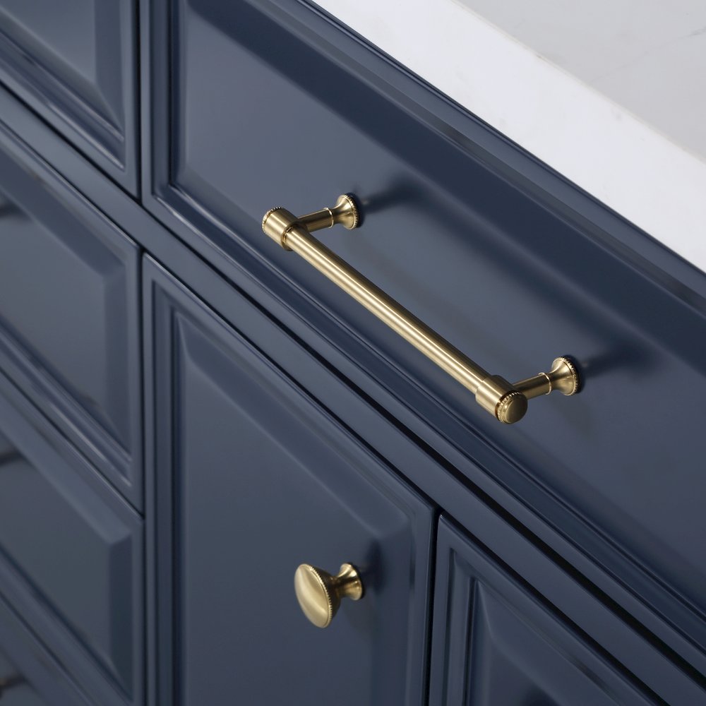 Palace 72 In. Double Sink Carrara Quartz Countertop Bath Vanity in Monarch Blue