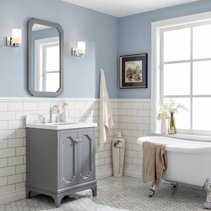 Queen 24 In. Single Sink Sink Carrara Quartz Countertop Bath Vanity