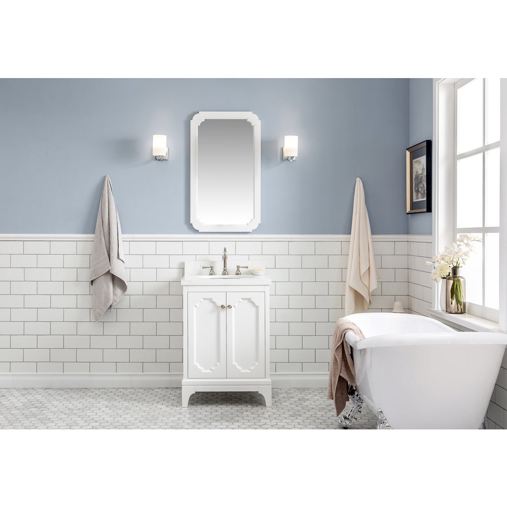 Queen 24 In. Single Sink Sink Carrara Quartz Countertop Bath Vanity