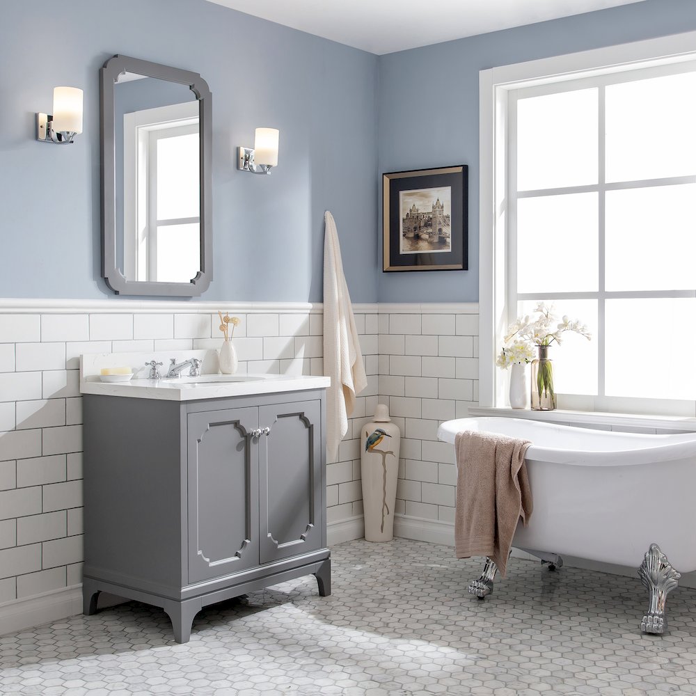 Queen 30 In. Single Sink Sink Carrara Quartz Countertop Bath Vanity