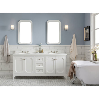 Queen 72 In. Double Sink Sink Carrara Quartz Countertop Bath Vanity