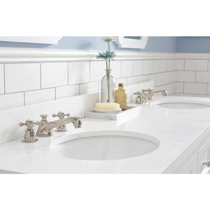 Queen 72 In. Double Sink Sink Carrara Quartz Countertop Bath Vanity