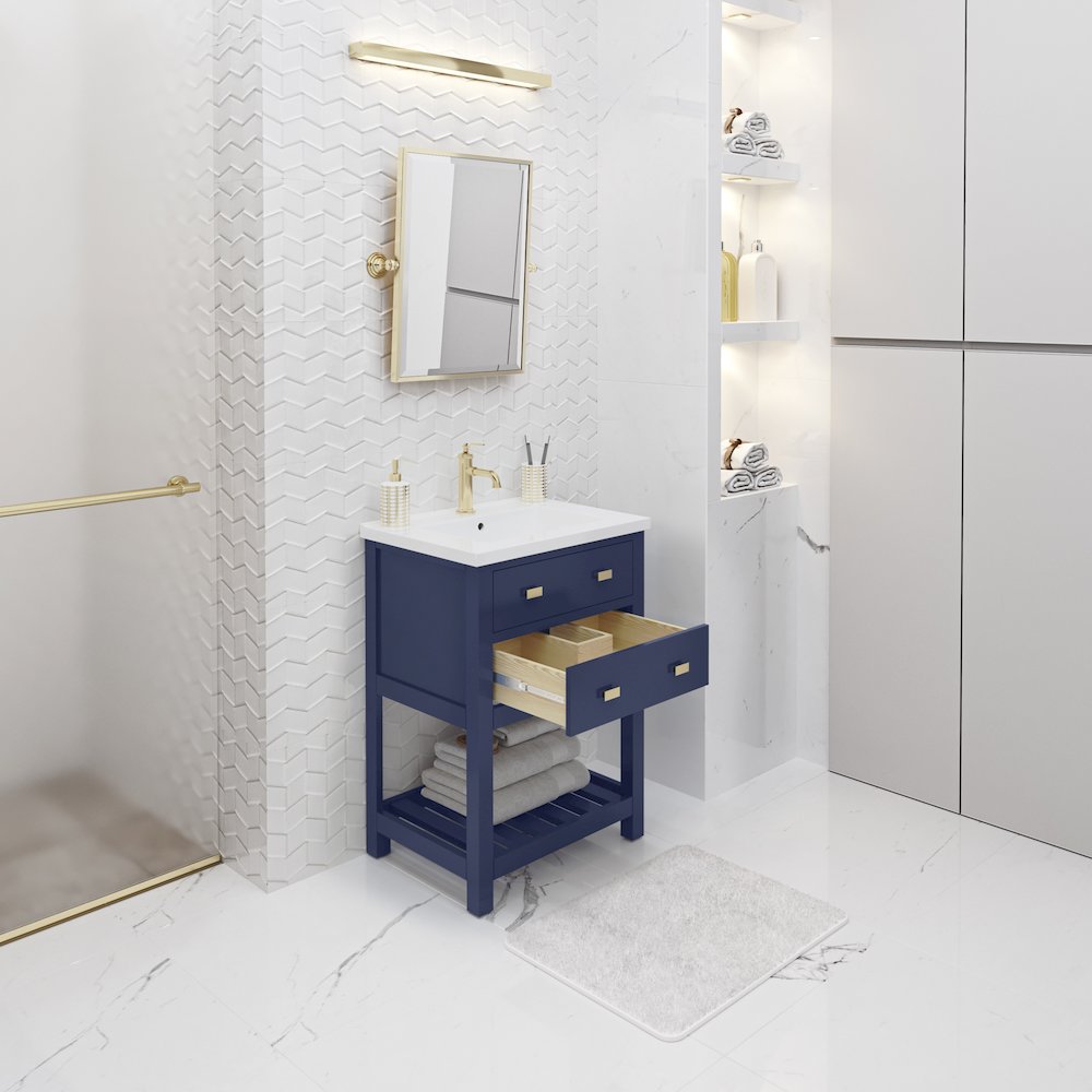 Viola 24 In. Integrated Ceramic Sink Top Vanity in Monarch Blue  Single Faucet