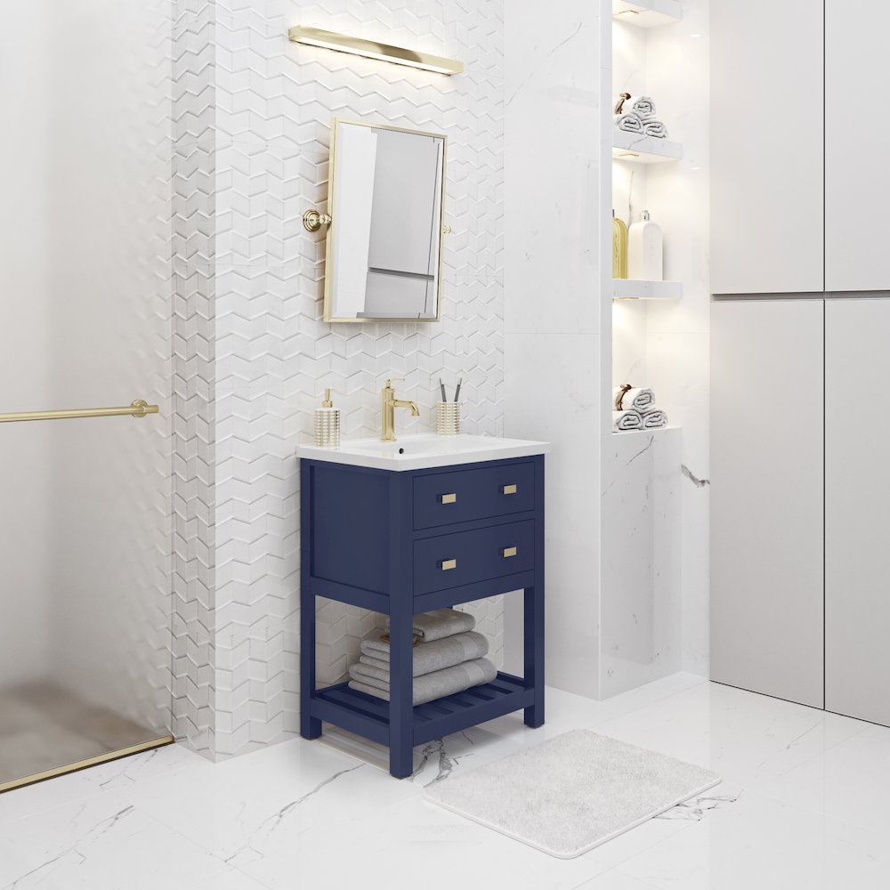 Viola 24 In. Integrated Ceramic Sink Top Vanity in Monarch Blue  Single Faucet