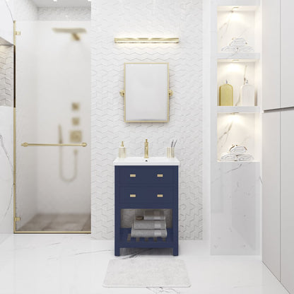 Viola 24 In. Integrated Ceramic Sink Top Vanity in Monarch Blue  Single Faucet
