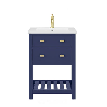 Viola 24 In. Integrated Ceramic Sink Top Vanity in Monarch Blue  Single Faucet