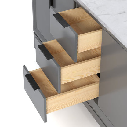 72 In. Double Sink Carrara White Marble Countertop Bath Vanity In Cashmere Grey