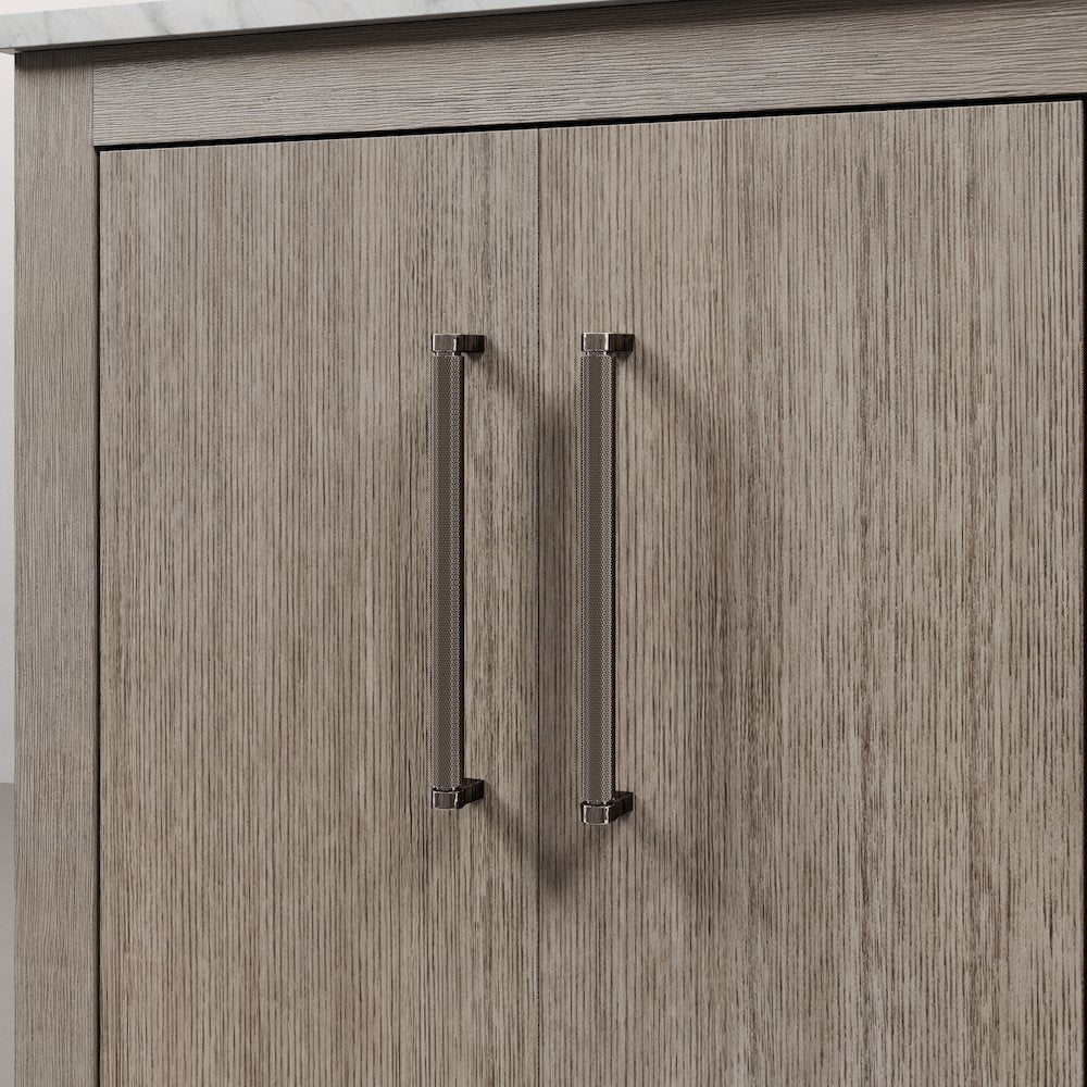Hugo 30 In. Single Sink Carrara White Marble Countertop Vanity in Grey Oak