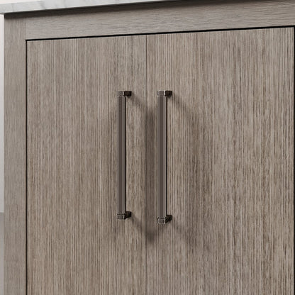 Hugo 30 In. Single Sink Carrara White Marble Countertop Vanity in Grey Oak