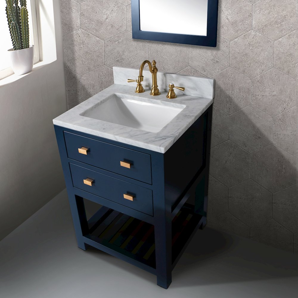 Madalyn 24 In. Single Sink Carrara White Marble Countertop Bath Vanity