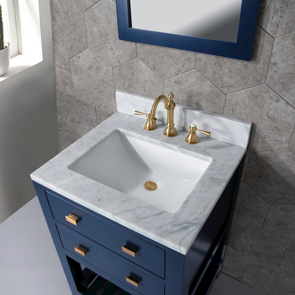 Madalyn 24 In. Single Sink Carrara White Marble Countertop Bath Vanity