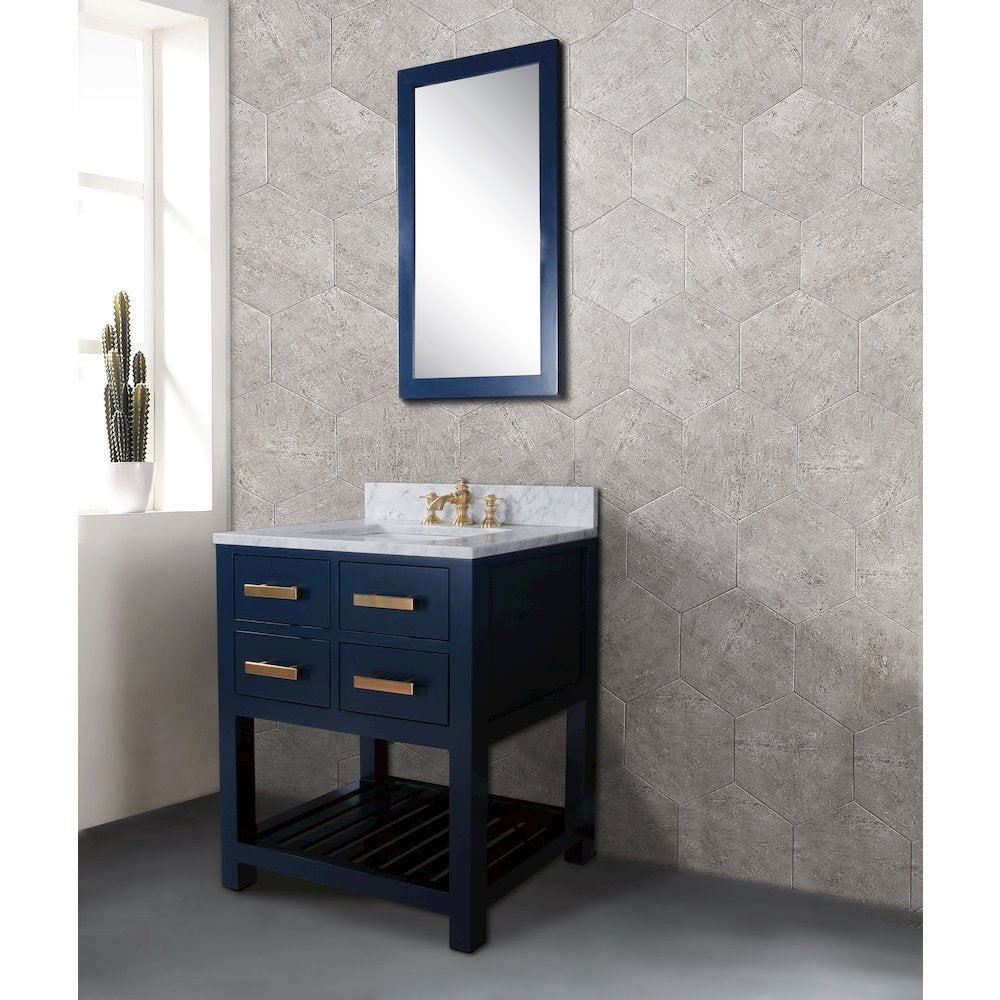 Madalyn 30 In. Single Sink Carrara White Marble Countertop Bath Vanity