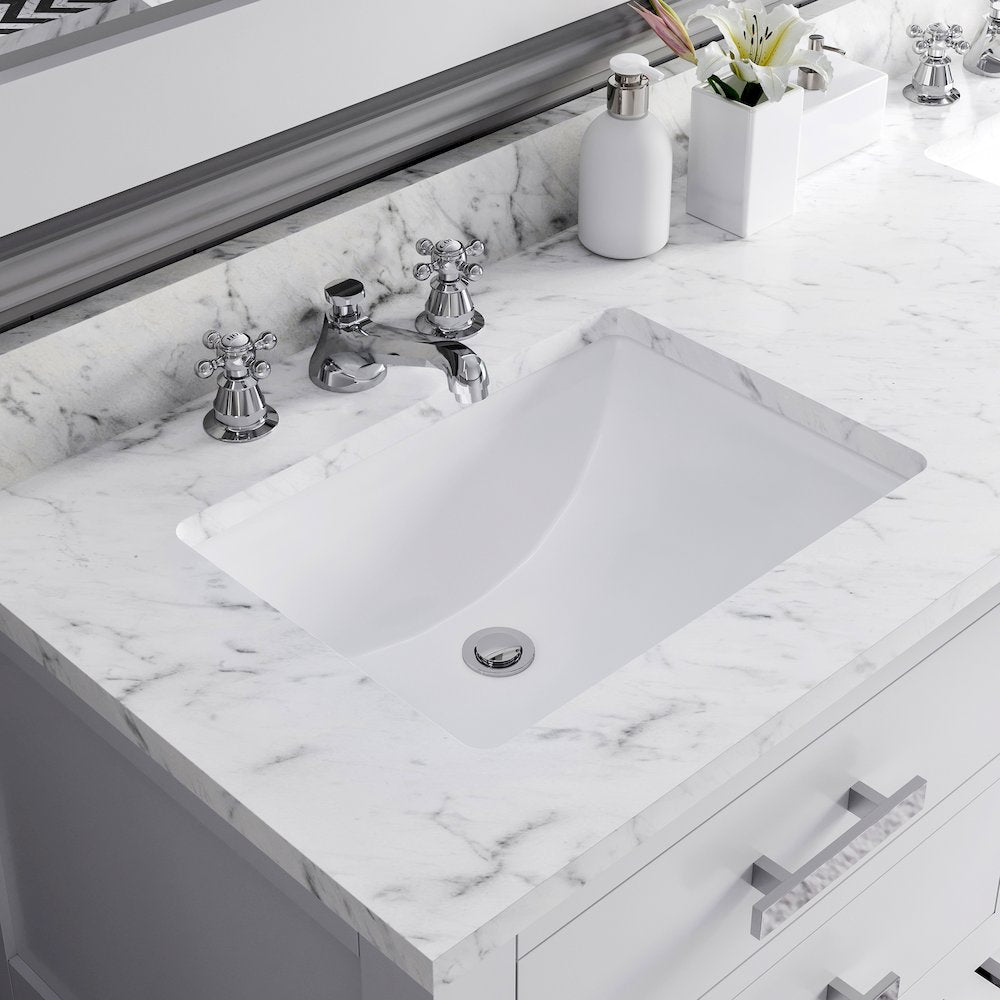 Madalyn 60 In. Double Sink Carrara White Marble Countertop Bath Vanity