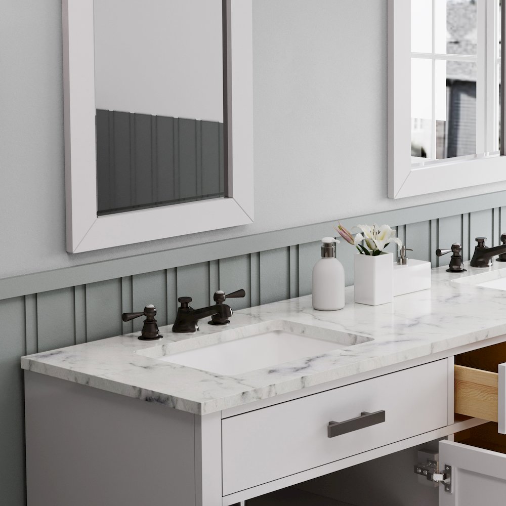 Hartford 72 In. Single Sink Carrara White Marble Countertop Bath Vanity