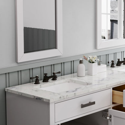 Hartford 72 In. Single Sink Carrara White Marble Countertop Bath Vanity