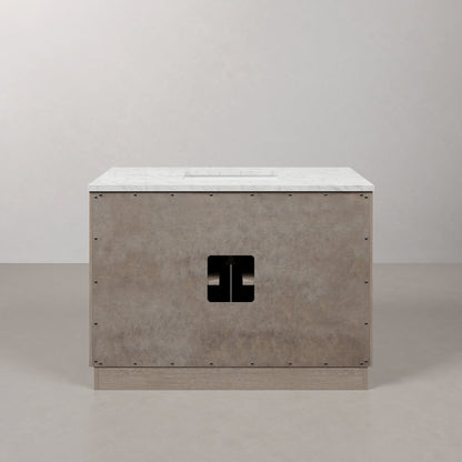 Hugo 48 In. Single Sink Carrara White Marble Countertop Bath Vanity in Grey Oak