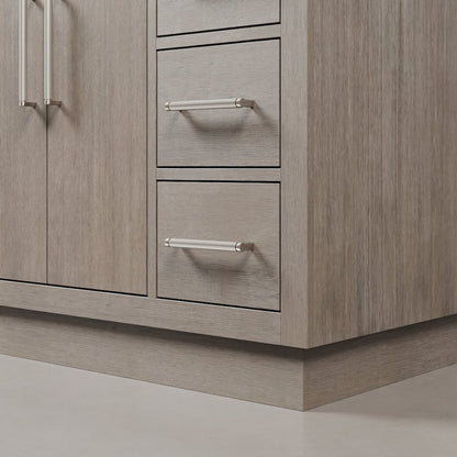 Hugo 48 In. Single Sink Carrara White Marble Countertop Bath Vanity in Grey Oak