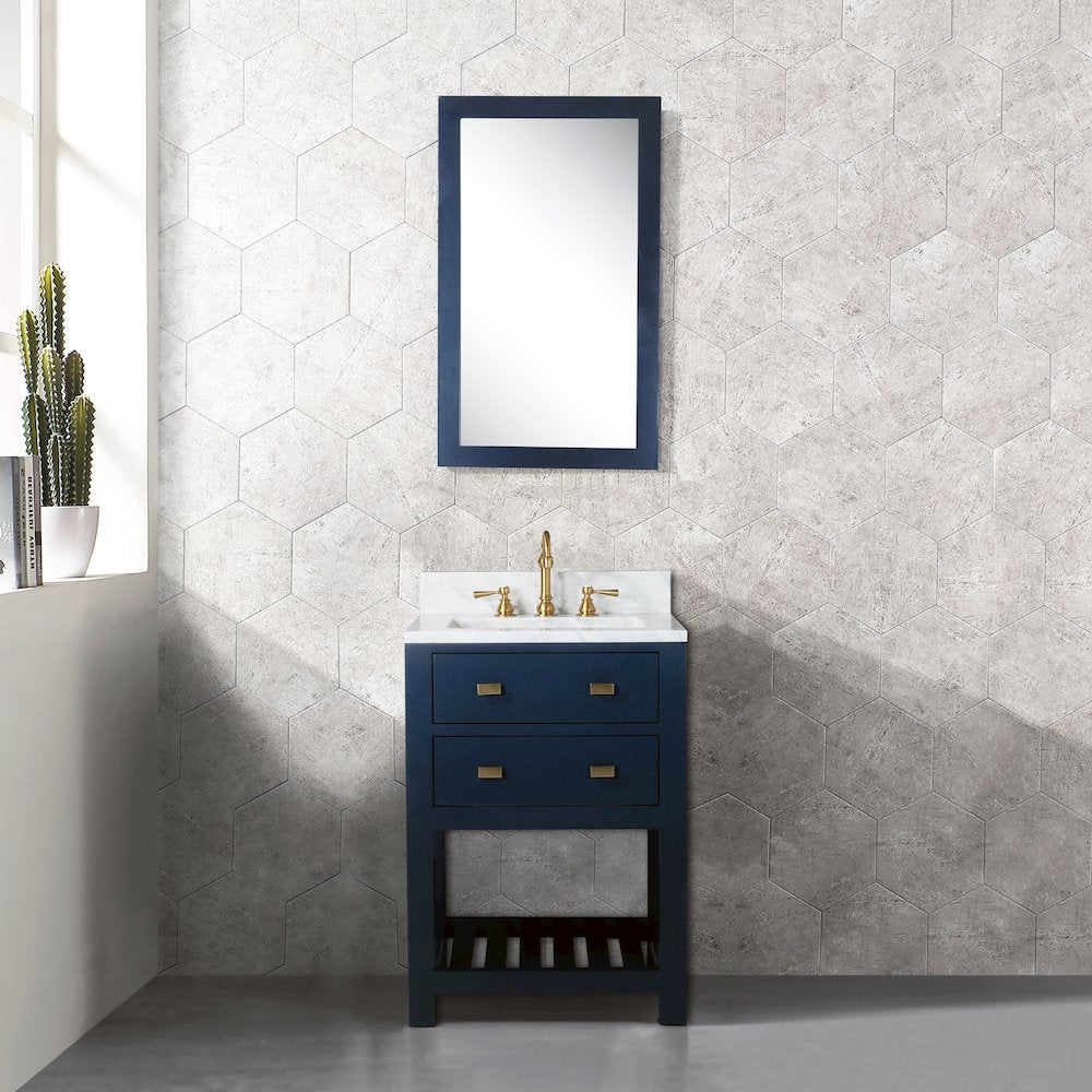 Madalyn 24 In. Single Sink Carrara White Marble Countertop Bath Vanity