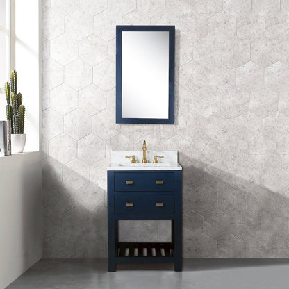 Madalyn 24 In. Single Sink Carrara White Marble Countertop Bath Vanity