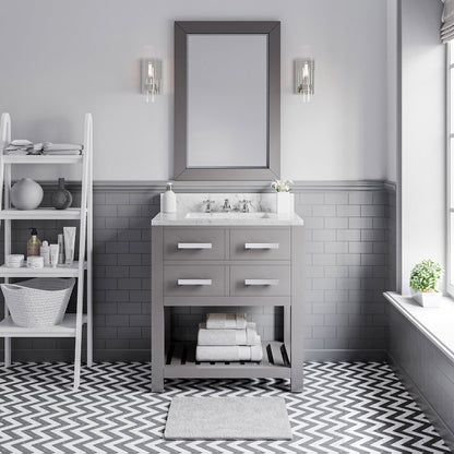 Madalyn 30 In. Single Sink Carrara White Marble Countertop Bath Vanity