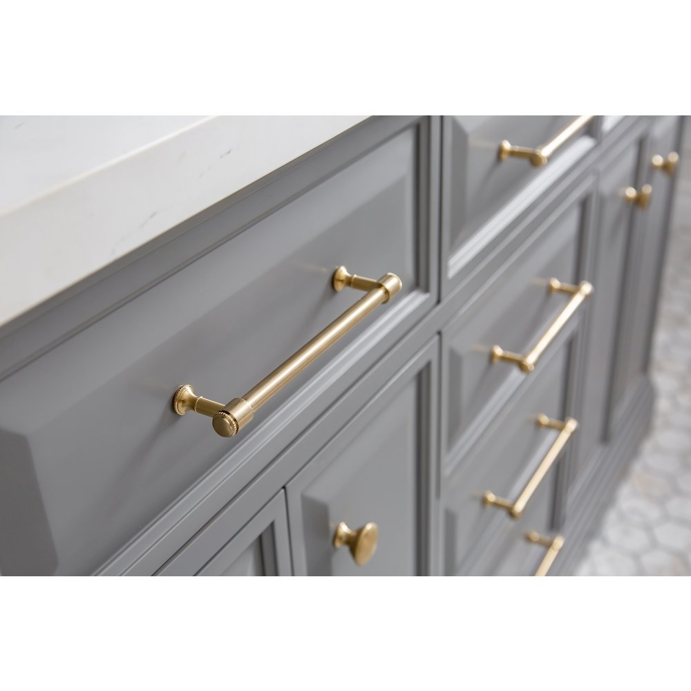 Palace 60 In. Double Sink Carrara Quartz Countertop Bath Vanity in Cashmere Grey
