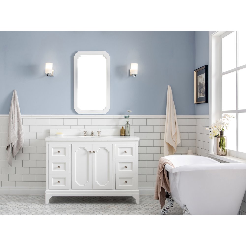 Queen 48 In. Single Sink Sink Carrara Quartz Countertop Bath Vanity