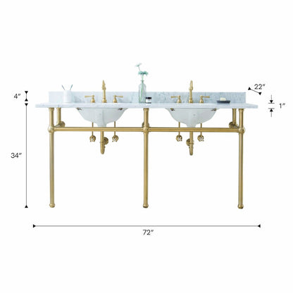 30 In. W. Single Wash Stand, P-Trap, Carrara White Marble Countertop