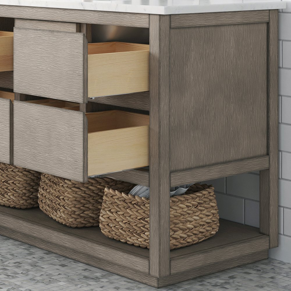 Oakman 48 In. Single Sink Carrara White Marble Countertop Bath Vanity