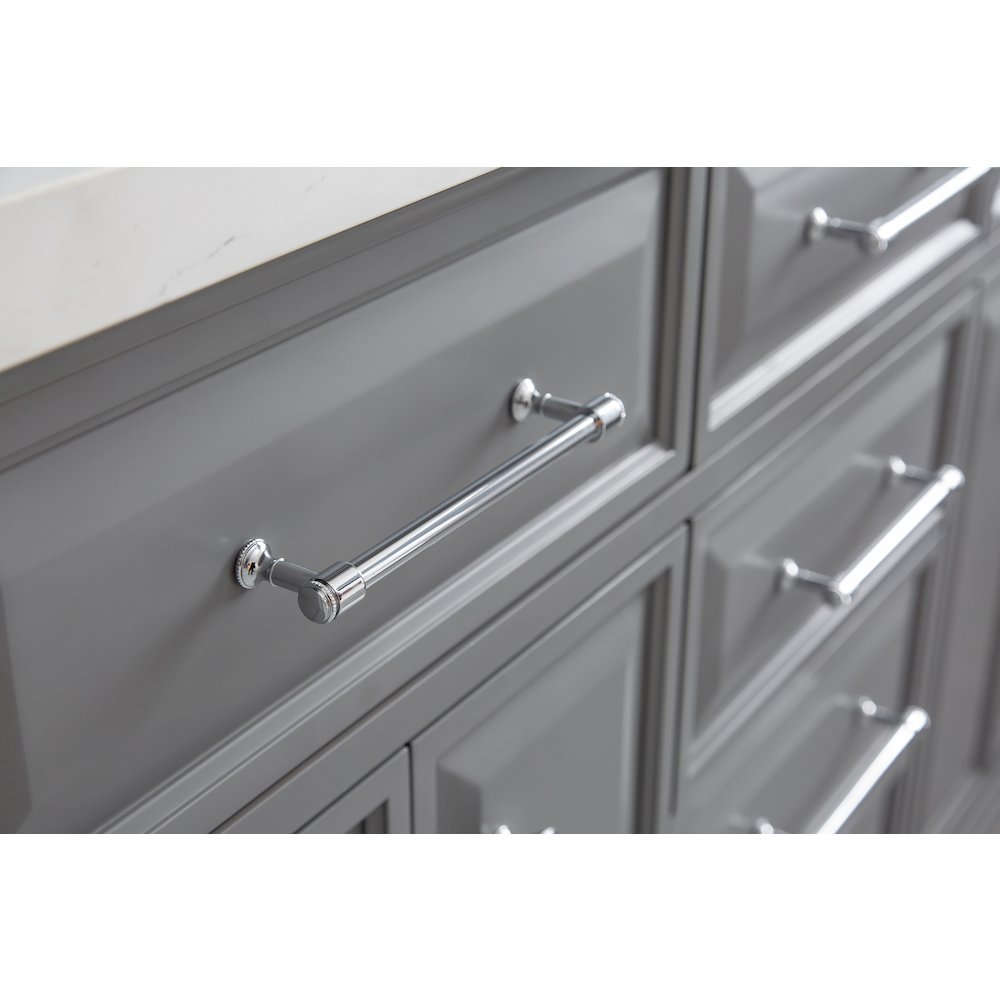 Palace 60 In. Double Sink Carrara Quartz Countertop Bath Vanity in Cashmere Grey