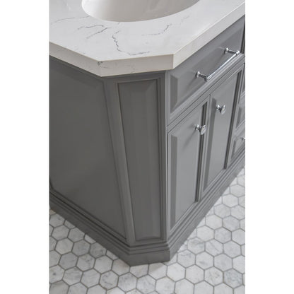 Palace 60 In. Double Sink Carrara Quartz Countertop Bath Vanity in Cashmere Grey
