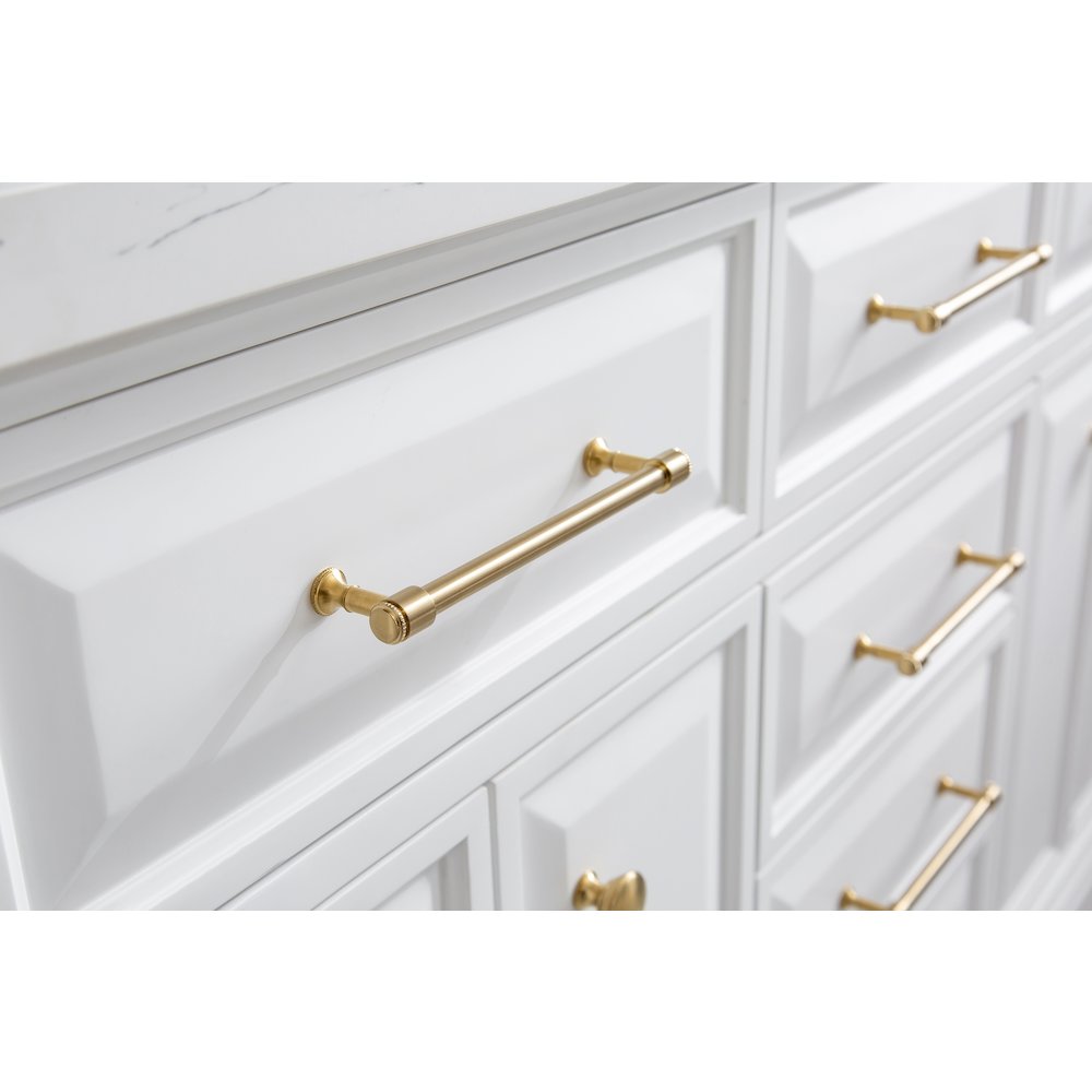 Palace 60 In. Double Sink Carrara Quartz Countertop Bath Vanity in Pure White