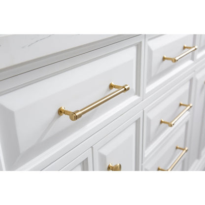 Palace 60 In. Double Sink Carrara Quartz Countertop Bath Vanity in Pure White