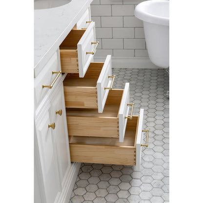 Palace 60 In. Double Sink Carrara Quartz Countertop Bath Vanity in Pure White