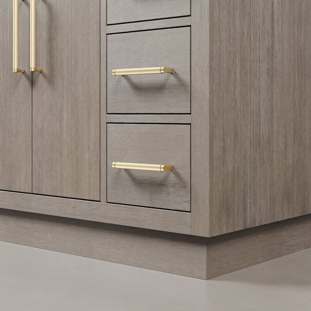 Hugo 48 In. Single Sink Carrara White Marble Countertop Bath Vanity in Grey Oak