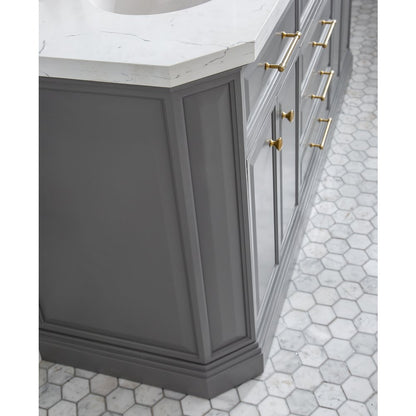 Palace 72 In. Double Sink Carrara Quartz Countertop Bath Vanity in Cashmere Grey