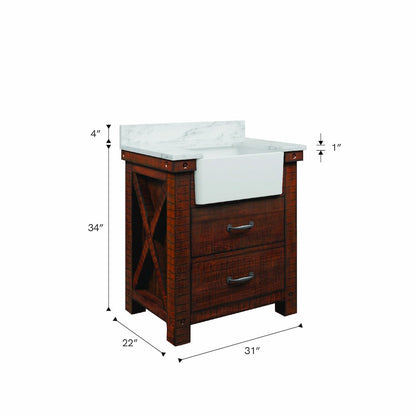 Paisley 30 In. Single Sink Carrara White Marble Countertop Bath Vanity