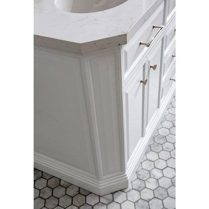 Palace 72 In. Double Sink Carrara Quartz Countertop Bath Vanity in Pure White