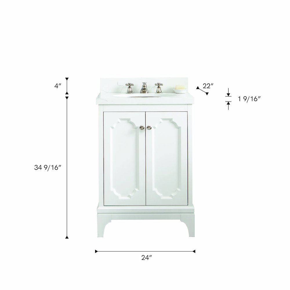 Queen 24 In. Single Sink Sink Carrara Quartz Countertop Bath Vanity