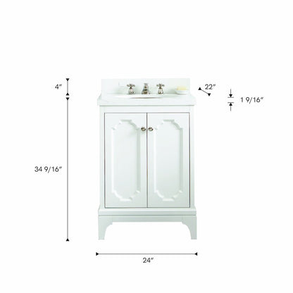 Queen 24 In. Single Sink Sink Carrara Quartz Countertop Bath Vanity