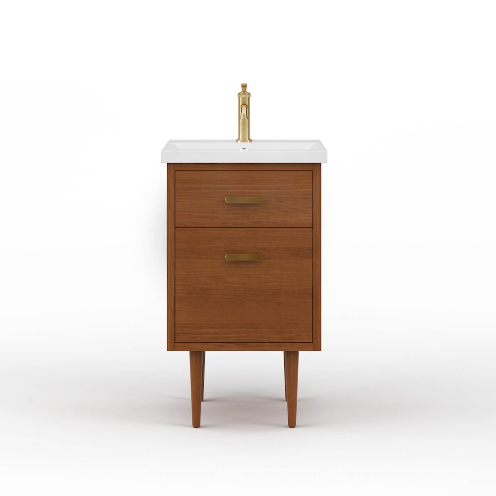 20 In. Integrated Ceramic Sink Top Vanity in Honey Walnut