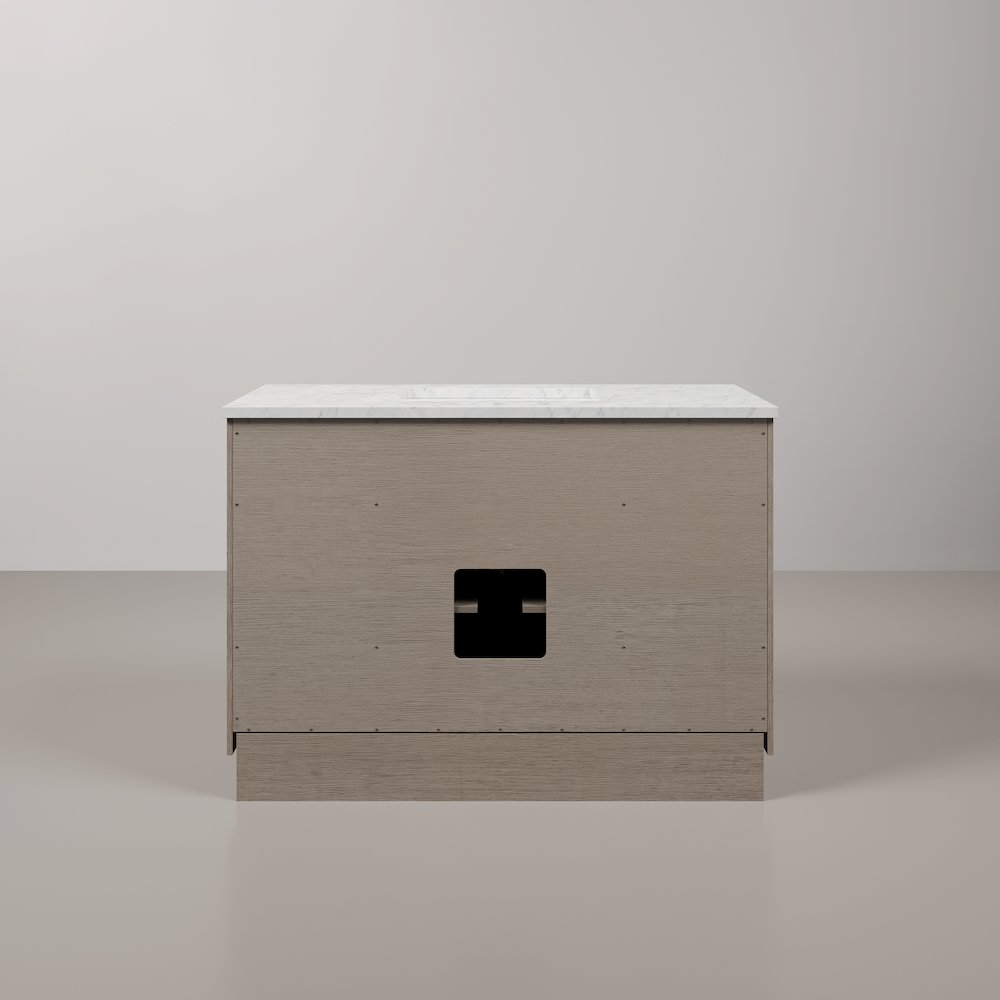 48 In. Single Sink Carrara White Marble Countertop Bath Vanity In Grey Oak