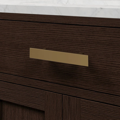 60 In. Double Sink Carrara White Marble Countertop Bath Vanity In Brown Oak