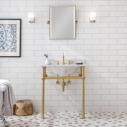 30 In. W. Single Wash Stand, P-Trap, and Carrara White Marble Countertop