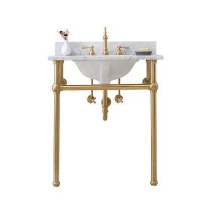 30 In. W. Single Wash Stand, P-Trap, and Carrara White Marble Countertop