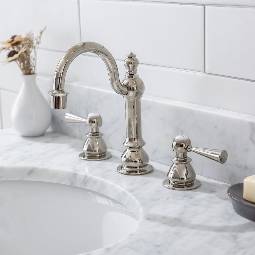 30 In. W. Single Wash Stand, P-Trap, Carrara White Marble Countertop