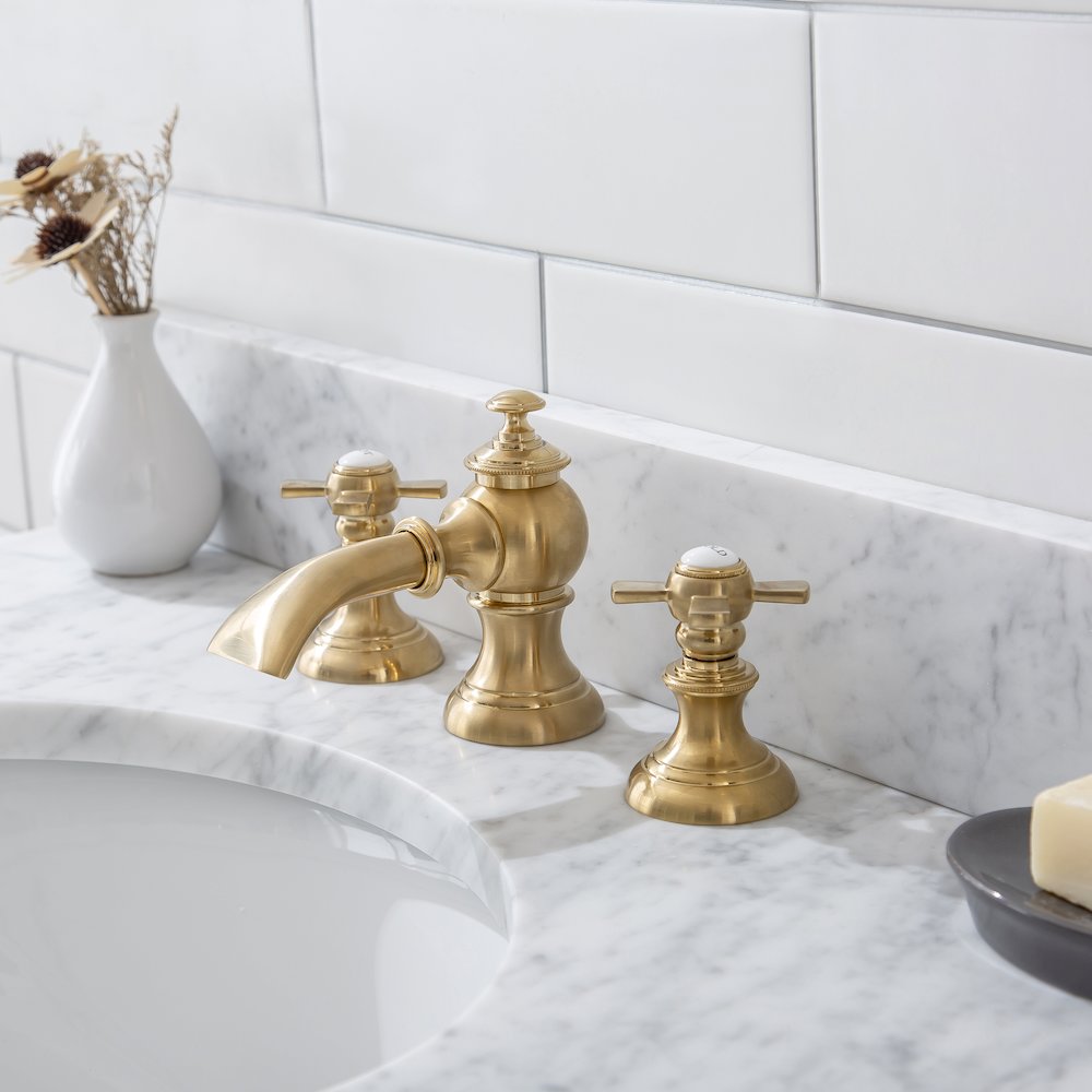 30 In. W. Single Wash Stand, P-Trap, Carrara White Marble Countertop