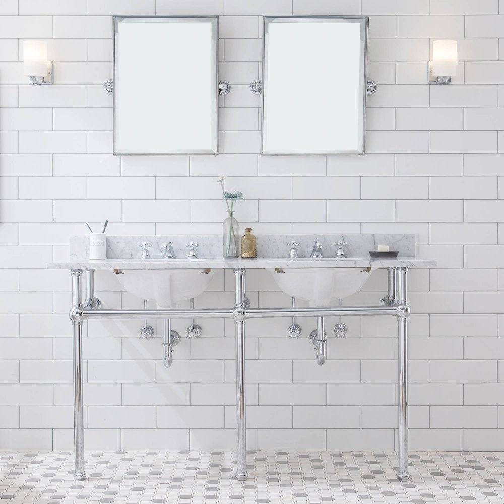 60 In. W. Double Wash Stand and P-Trap in Chrome Finish