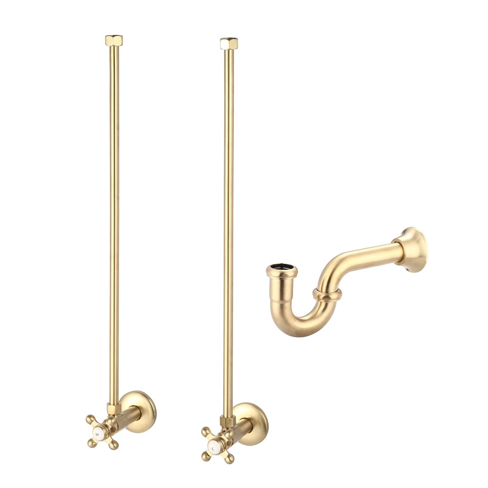 60 In. W. Double Wash Stand and P-Trap in Satin Gold Finish